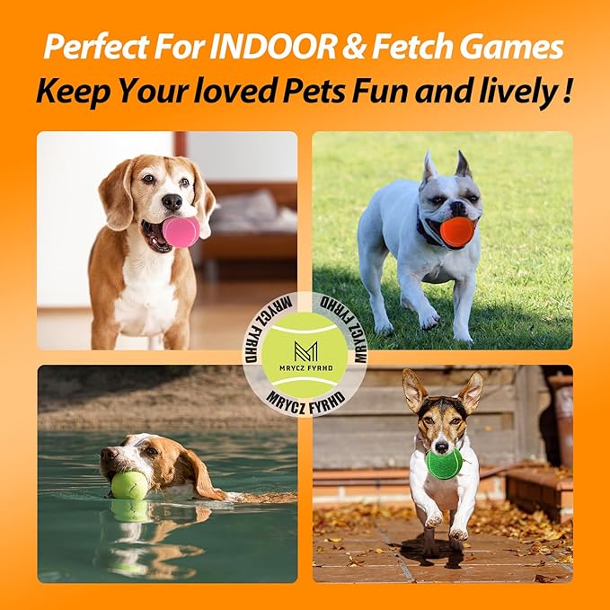 Tennis Ball Dog Toys 4 Pack - Giant 4-Inch Durable and Safe Fetch Tennis Ball for Dogs with Mesh Bag, Large Dog Tennis Balls Perfect for Indoor and Outdoor Interactive Play(Multicolor)