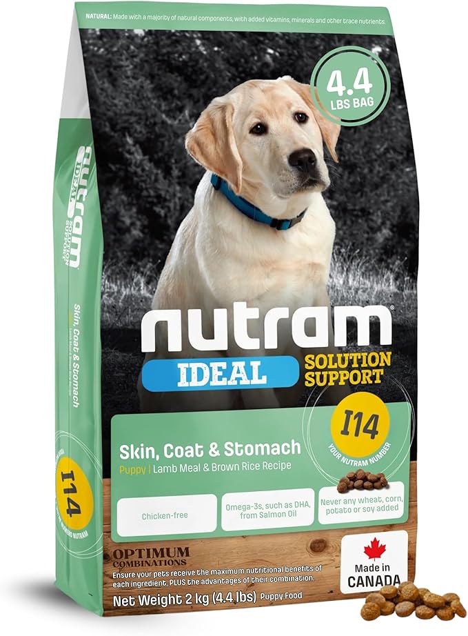 I14 Puppy Dry Dog Food – Lamb & Brown Rice Kibble for Skin, Coat, and Stomach | Salmon Oil for Cognitive Development | Pumpkin for Digestion | Natural, Limited Ingredient Formula (4.4 Pounds)