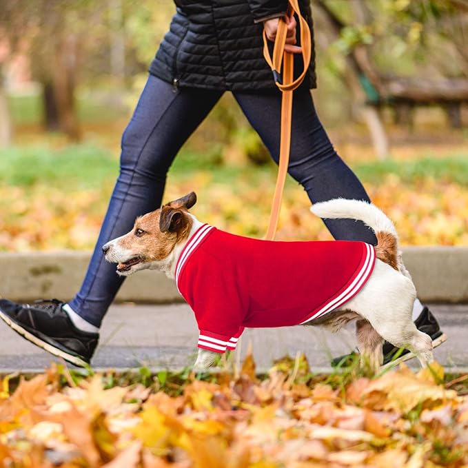 Dog Sweaters for Large Dogs, Brushed Fleece Dog Sweater Baseball Jacket Large Pet Sweater Clothes Soft Warm Boy Girl Pet(Red-L)