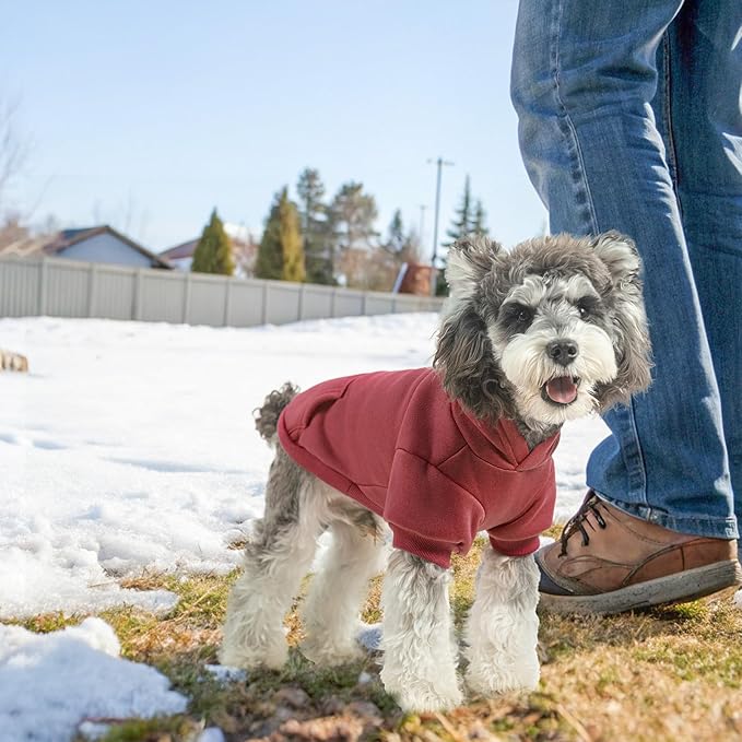 SCENEREAL Dog Hoodie Sweaters for Small Medium Large Size Dogs, Fleece Dog Sweatshirt with Hat and Pocket,Soft Cold Winter All Weather Dog Clothes for S to XL Sized Dogs, Burgundy M