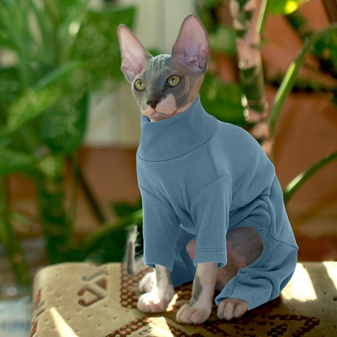 ROZKITCH XS Cat Sweater, Breathable Soft Jumpers for Sphynx Only, Coat with Four Legs, Warm Sweater T-Shirt Pajamas Jumpsuit Vest Cornish Rex, Devon Rex, Peterbald Blue XS