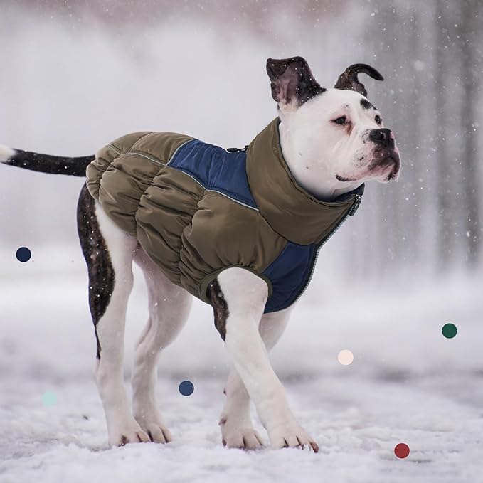 IECOii Dog Coat,Dog Cold Weather Coats for Extra Large Dogs,Thick Fleece Lined Dog Snow Suit Waterproof Dog Puffer Jacket,Large Dog Winter Coat Zippered Pet Snow Jackets Warm Dog Winter Clothes,4XL