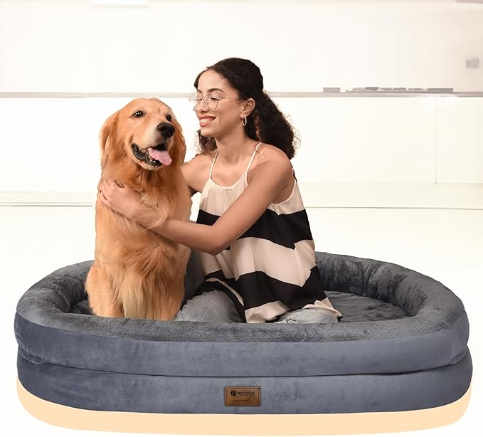 Orthopedic Waterproof Large Dog Bed: Washable Dog Bed with Bolsters - Removable Orthopedic Cover for Medium L XL Large Sized Pet - Non-Slip