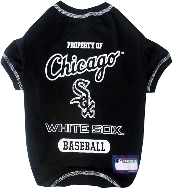MLB Chicago White SOX Dog T-Shirt, Small. - Licensed Shirt for Pets Team Colored with Team Logos. - Premium Stretchable Materials for The Comfort of Your Dog & cat.