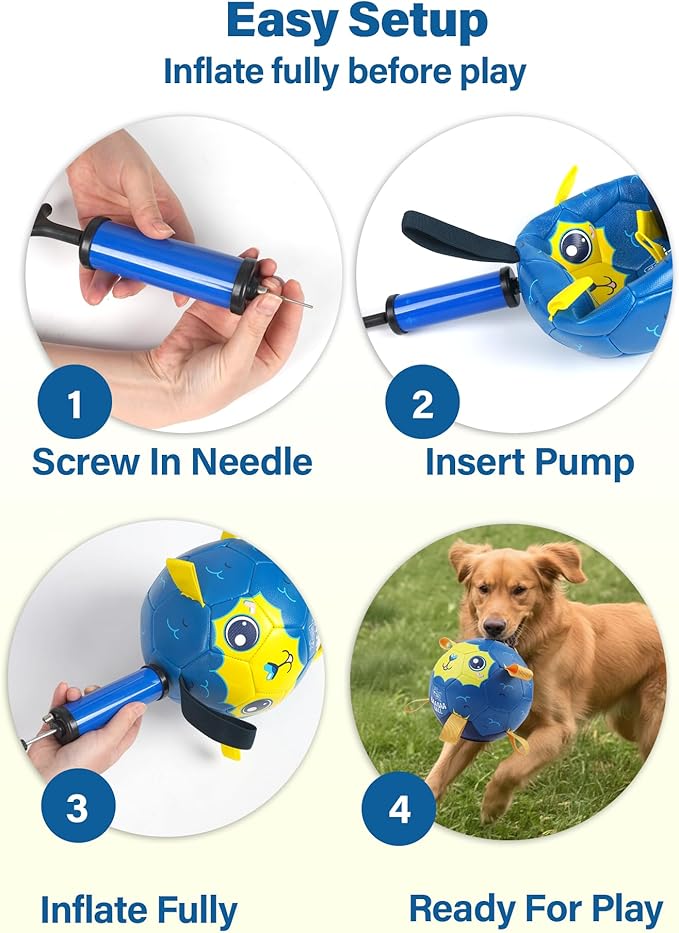Race&Herd 8" Jolly Soccer Ball for Dogs - Tough Durable Dog Ball Toy with Straps, Pet Bouncy Herding Balls for Dogs, Floating Dog Balls with Tags for Water Fetch (BaaBaaBall, Mama Sheep)