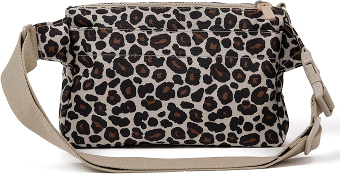 Dog Walk & Train Sling Bag - Hands-Free 2-in-1 Treat Pouch, Poop Bag Holder, Clicker, Phone Pocket - Crossbody/Fanny Pack, Adjustable Strap - Leopard