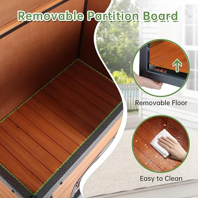 Outdoor Dog House Weatherproof with Door Dog Kennel Chew-Proof Metal Frame Removable Roof/Floor for Easy Cleaning