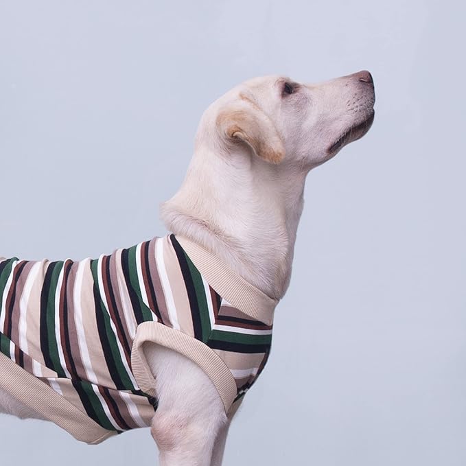 Extra Large Dog T Shirts Clothes Sleeveless Tank Top Vest for Labrador Rottweiler Great Dane, Khaki 4X-Large