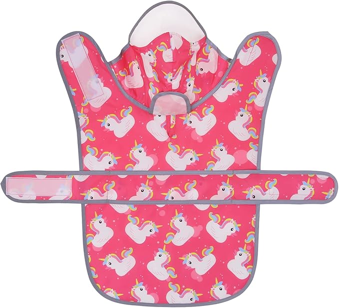 HDE Dog Raincoat with Clear Hood Rain Jacket Poncho for Small Medium Large Dogs Unicorn Ducks Pink - XXL