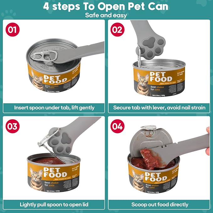 Canned Dog Food Storage Lids,Reusable Airtight Can Cover Pet Food Sealer - Keeps Dog Food Lids Storage Can Fresh, dog Food Container Eliminates Odor, Easy To Use With SUS 304 Spoon,Can Opener