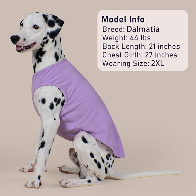 KYEESE 2Pack Dog Shirts for Medium Dogs Breathable Striped T Shirt Lightweight Sleeveless Doggie Vest Cotton Tank Top Stretchy Pet Clothes, XX-Large,Purple+Striped