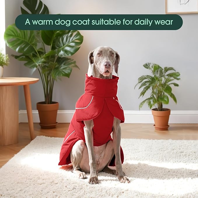 Kuoser Dog Jacket, Dog Coats for Medium Dogs, Warm Pet Winter Coat Jacket, Adjustable Fleece Pet Puffer Vest, Windproof Waterproof Doggie Raincoat Snowsuit Outfits with Reflective Strips