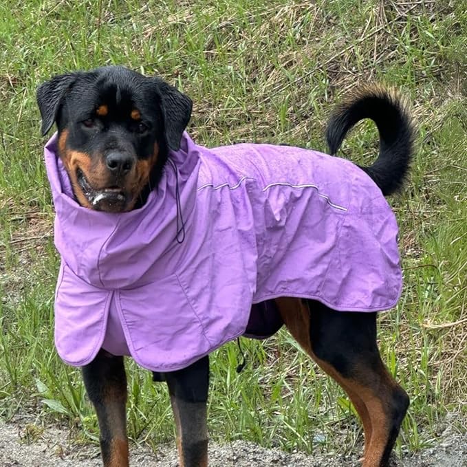 Spark Paws Dog Raincoat, Waterproof Windproof Rain Jacket, for Small Medium Large Extra Large Dogs, Reflective Breathable Full-Body Coverage Dry Suit - Purple - S