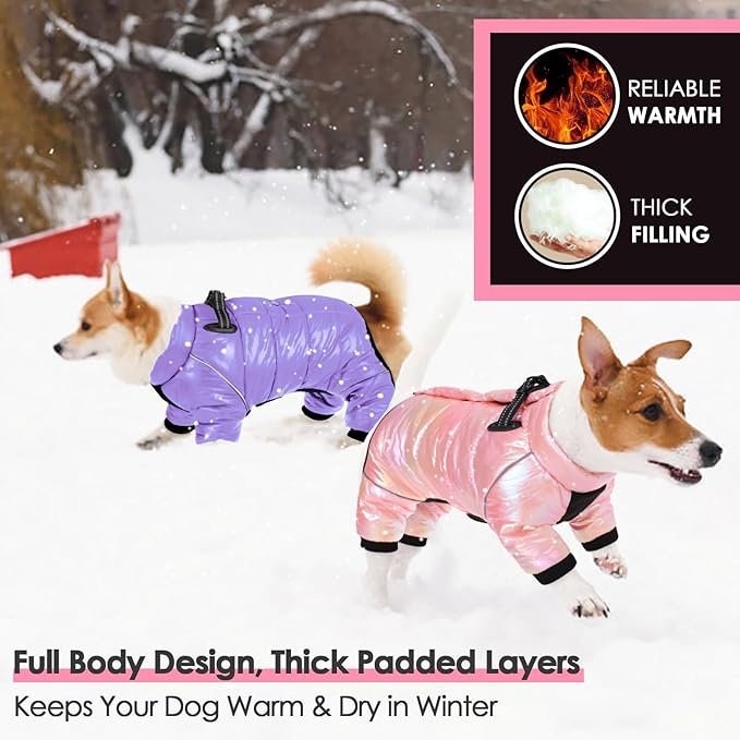 AOFITEE Dog Coat, Waterproof Dog Jacket for Winter, Warm Fullbody Dogs Snowsuit, Winter Coat for Small Dogs, Zip Up Pet Puffer Jacket Fleece Vest, Outdoor Reflective Cold Weather Pet Coats, S