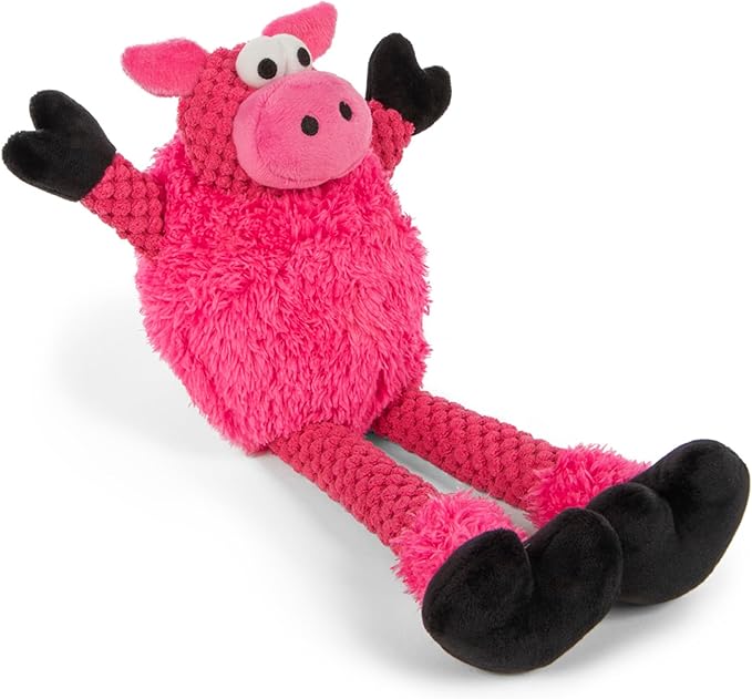 goDog Checkers Skinny Pig Tough Plush Toy with Chew Guard Technology, Durable Checkered Fabric & Squeaker for Active Play, Small