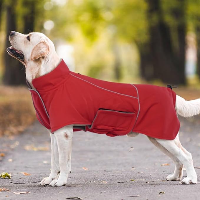 MIGOHI Dog Snow Jacket,Large Dog Winter Coat,Winter Jackets for Dogs,Fleece Jacket for Dogs Boy Girl,Pet Clothes for Hiking Camping,Corgi,Shibainu,L,Red