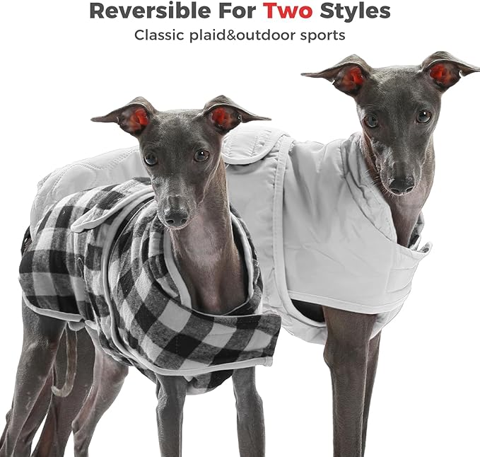 PAWZ Road Dog Winter Coat with 5 Layers Warm Material, Reversible Dog Clothes with 2 Sides, Dog Jacket Outdoor Water Repellent, (Light Beige Plaid 3XL)