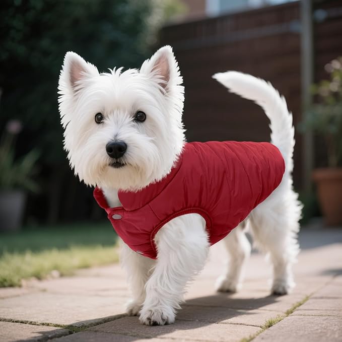 ASENKU Dog Winter Coat - Waterproof Windproof Dog Jacket, Warm Snowproof Doggie Puffer Vest for Cold Weather, Lightweight Snow Coats for Small Medium Large Dogs(M, Red)