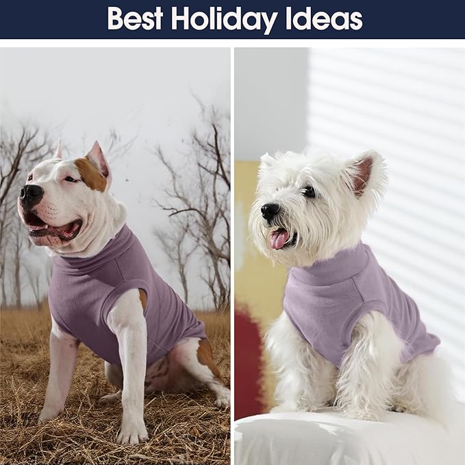 IECOii 2 Pack Dog Fleece Sweater - Warm, Soft & Stretchy Sweaters Boy Girl, Fall/Winter Dogs Coats for Indoor Outdoor(Size XL, Light Green & Army Green)
