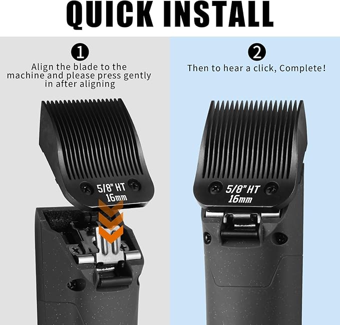 3 Pack 5/8HT Detachable Dog Grooming Steel Blades,Compatible with Andis,Oster A5,Wahl KM-10 Series,Cut Length 5/8" 16MM (Black)