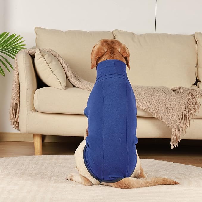 ROZKITCH Turtlenck Dog Pajamas for Medium Dogs, Pet Windproof Warm Cold Weather Jacket Vest Cozy Jumpsuit Apparel Outfit Clothes for Walking Hiking Travel Sleep Blue M