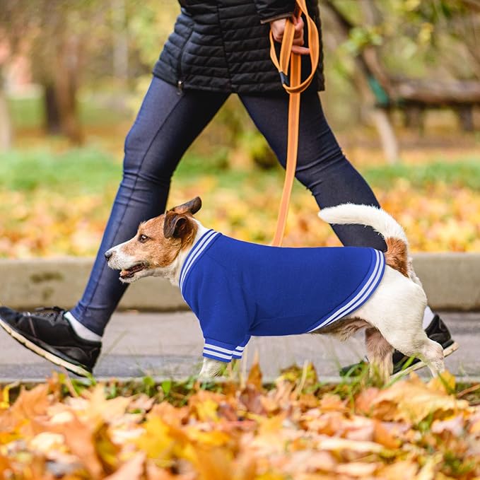 Dog Sweater Brushed Fleece Pet Clothes Baseball Jacket Soft Warm Pet Sweater Dog Sweaters for Small/Medium Dogs Boy Girl(Blue-S/M)