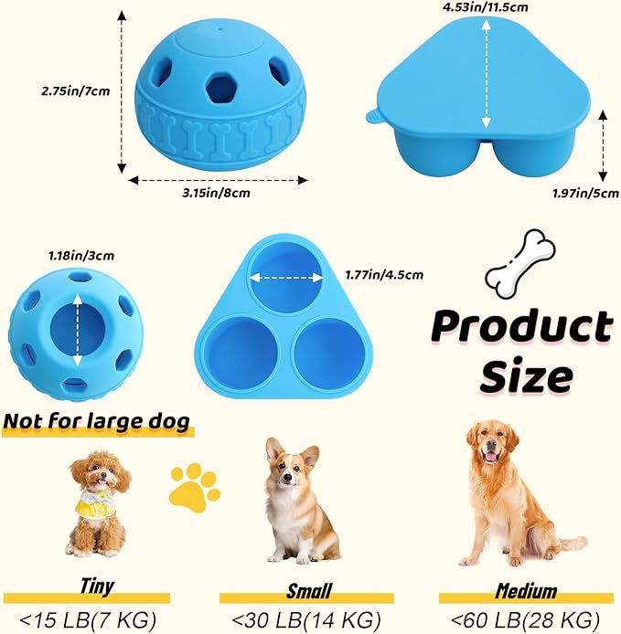 IFOYO Frozen Treat Dog Toy Ball for Small to Medium Dogs, Silicone Enrichment Dog Toys to Keep Them Busy, Reduce Anxiety, Puzzle Treat Dispensing Dogs Toys for Slow Food Training, Easy to Clean