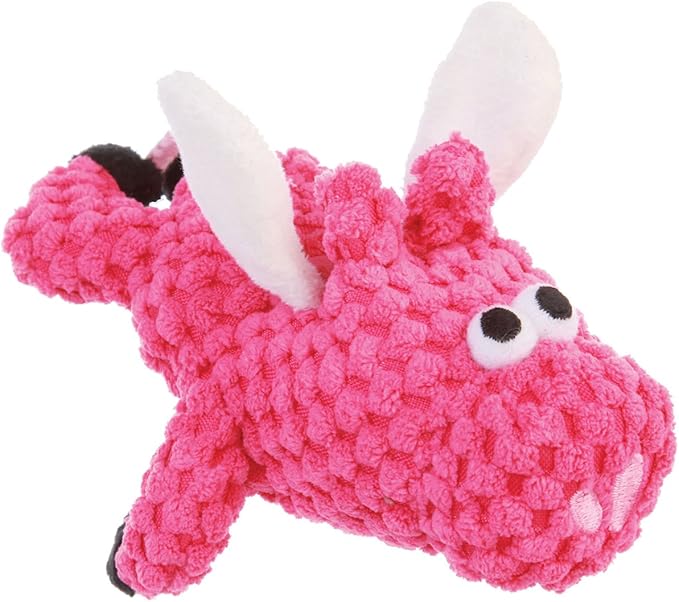 goDog Checkers Just for Me Flying Pig Squeaky Plush Dog Toy with Chew Guard Technology, Durable Fabric & Squeaker for Active Play, Pink, Mini