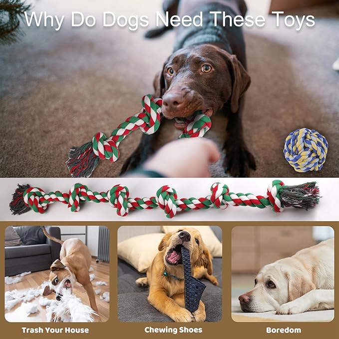 Rope Toys for Dogs Aggressive Chewers, Tug Toys for Large Dogs 40In 6 Knots Dog Tug of War Rope with Ball, Indestructible Giant Dog Toys Bulk Chew Toys for Teething Pet Playing Training