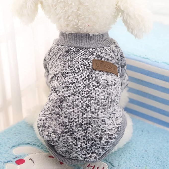 Idepet Pet Dog Classic Sweater, Fleece Coat for Small,Medium,Large Dog,Warm Pet Dog Cat Clothes,Soft Puppy Customes 2 Color (XL, Grey)
