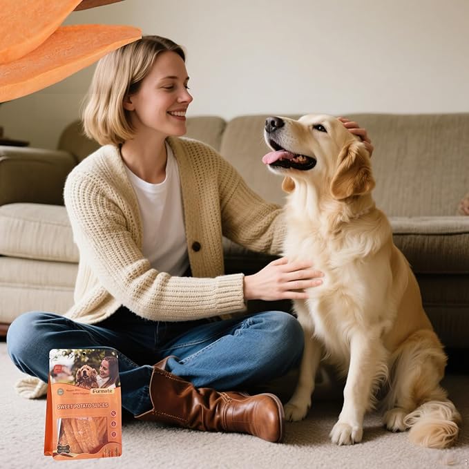 Sweet Potato Chews for Dogs, Healthy Dog Training Treats Low Fat, Human Grade Single Ingredient Dried Sweet Potato Slices for Small Medium Large Breed, Rich in Dietary Fiber,10.58 oz