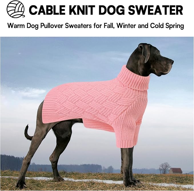 KOESON XS Dog Sweater Girl and Boy, Warm Extra Small Dog Sweater, Soft Turtleneck Doggy Sweaters with Sleeves, Thick Pink Christmas Sweaters for Chihuahua, Yorkie, Pink, XSmall