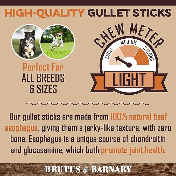 BRUTUS & BARNABY 12 Cow Ears + 15 Gullet Treats, All Natural Whole Dog Treats
