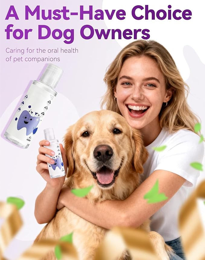 Dental Water Additive, Specialized Dental Care Formula,Natural Flavorless Teeth Cleaning Mouthwash, Freshens Dog Breath & Promotes Healthy Gums, Easy Daily Use for All Pet(1pcs)