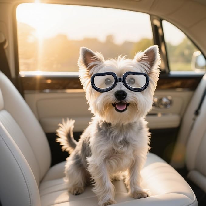 Namsan Clear Dog Goggles Small Breed, Anti-UV Sunglasses for Dogs Small Breeds, Windproof Riding Dog Eye Protection, Doggie Glasses with Elastic Straps, Easy Put-on/Adjustable, Transparent