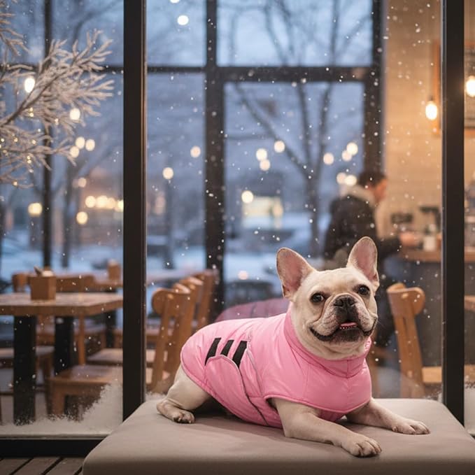 ASENKU Extra Warm Dog Coat - Winter Jacket with Fleece, Reflective, Adjustable, Zippered Leash Hole for Large Dogs, Turtleneck (Pink, 4XL)