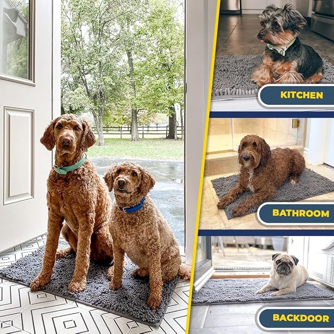 Muddy Mat® Shown on TV – Super Absorbent Door Mat Indoor, Microfiber Quick Dry Chenille Entryway Rug, Non-Slip Front Door Mat, Indoor Mats for Entryway, Machine Washable Pet Rug, Grey 24"x36"