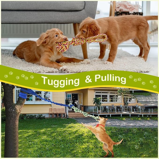 Outdoor Dog Bungee Tug Toy,Interactive Tug of War Toy for Small/Medium/Large Dogs,Tree Tuggerr Toys,Hanging from Tree Toy for Exercise Solo Play (Large)