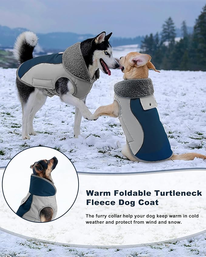 Doglay Dog Coat Waterproof Warm Dog Winter Jacket,Christmas Reflective Fleece Puppy Winter Coat with Harness Hole, Adjustable Snow Jacket for Small Medium Large Dogs