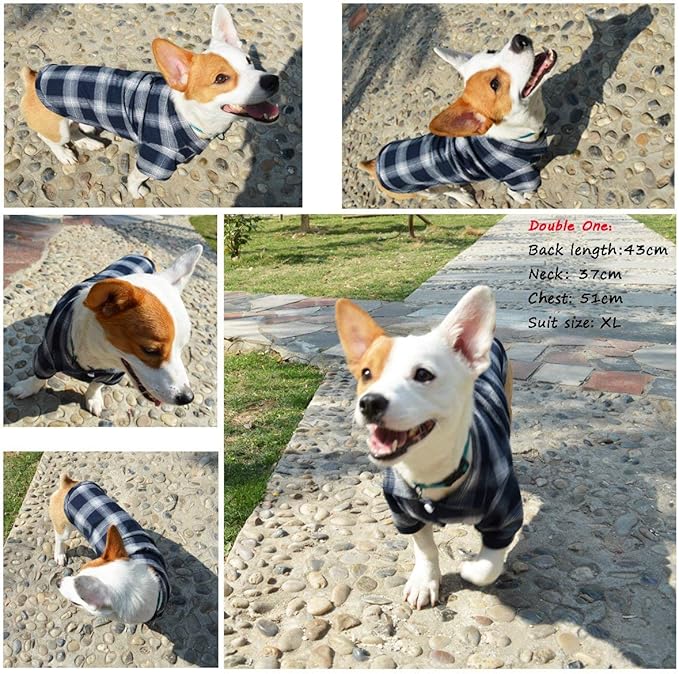 Koneseve Dog Shirt, Pet Plaid Clothes Shirt T-Shirt, Sweater Bottoming Shirt for Small Dog Cat Puppy Grid Adorable Wearing Stylish Cozy Halloween,Christmas Costumes (Blue;XS/Extra Small)