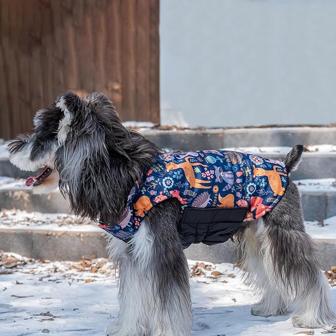 CuteBone Winter Dog Jacket, Reversible Dog Vest - Windproof & Waterproof, Thick Adjustable, Small to Large Sizes, Soft Winter Coat with Leash Hole