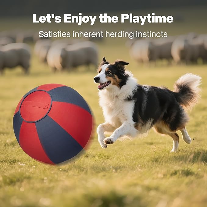 Pet Prime 25" Herding Ball for Dogs, Herding Dog Toys with Hand Pump for Australian Shepherd,Toys for Play and Exercise,Large Dog Ball for Cattle Collie Dogs Horse with Cover