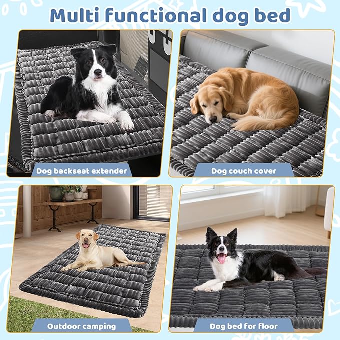 Backseat Dog Bed Mat for Car: 23.6" x 52" Non-Slip Dog Bed for Back Seat - Soft and Comfortable Dogs Blanket - Washable Travel Pet Mat Seat Protector Fit for Back Seat Cover, Grey