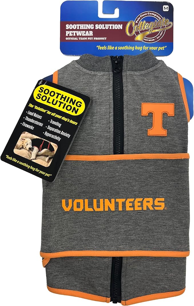 NCAA Tennessee Volunteers Dog Anxiety Shirt Calming Soothing Vest for Dogs Cats with Anxiety, Fears, Fireworks, Loud Noises, Dark, Lonely Keeps Dogs Calm Feeling Safe, Relaxing Jacket Small