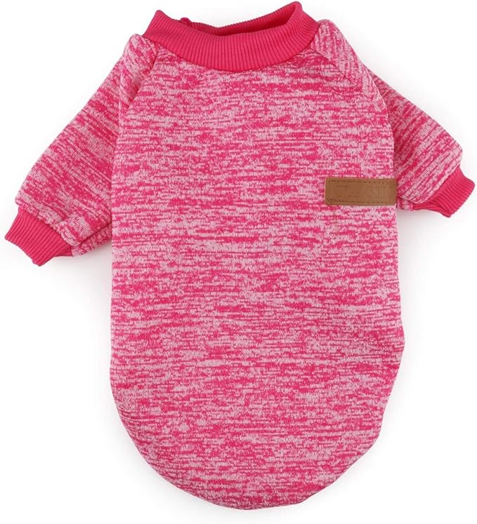 Idepet Pet Dog Classic Knitwear Sweater,Fleece Coat for Small,Medium Dog,Warm Pet Dog Cat Clothes,Soft Puppy Customes (XS, Rosered)