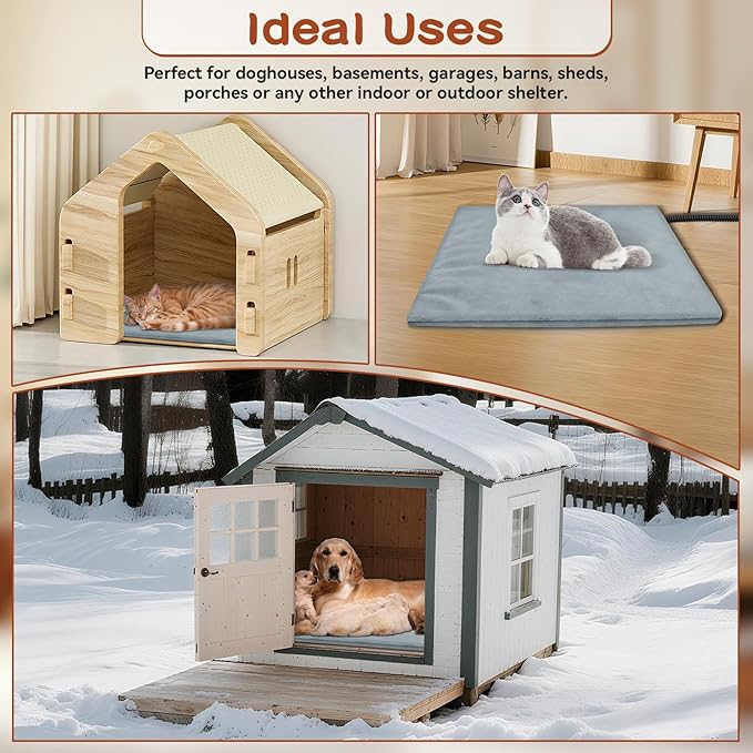 Pet Heating Pads for Cats & Dogs Outdoor, 17.7 * 17.7inches Puppy Cat Heating Pad Bed Mat Outdoor Waterprooof, Heated Dog Blanket Bed Outside, Gifts for Cats Puppy in Winter