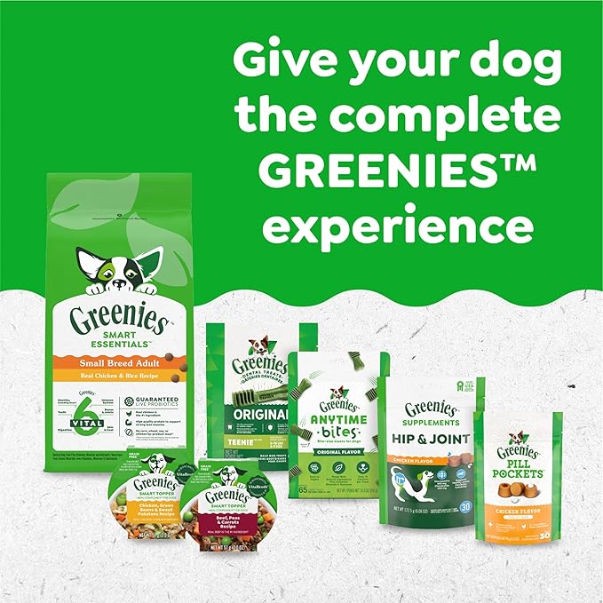 Greenies Gingerbread Flavor Teenie Size, Veterinarian-Recommended for Dental Care, Dog Treat Chews, Great Holiday Dog Stocking Stuffers, Limited Edition, 6 oz. Pouch (22 Treats)
