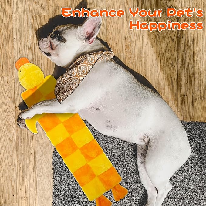Mihachi Dog Squeaky Toys 16 Squeakers for Aggressive Chewers, Tough Interactive Tug of War Dog Toy-Squeaky Chew Toy for Small,Medium,Large Breed No Stuffing Duck Toy, Fun Long Toys 27 Inches