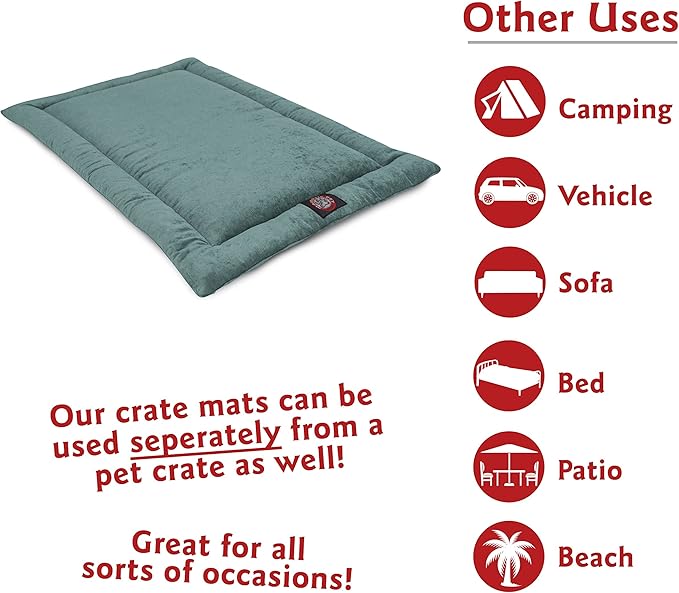 Majestic Pet Orthopedic Memory Foam Dog Crate Mat - Plush Pet Bed Pad for Crates & Kennels | USA Crafted | 42"x26" Villa Azure