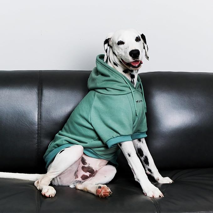 Tuff Pupper Dog Hoodie | Premium Quality 100% Organic Cotton | Ultra Soft Interior for Superior Comfort | Elastic Cuffs & Drawstring for Warmth | Stretch Fit Suitable for All Breeds (Teal, L)